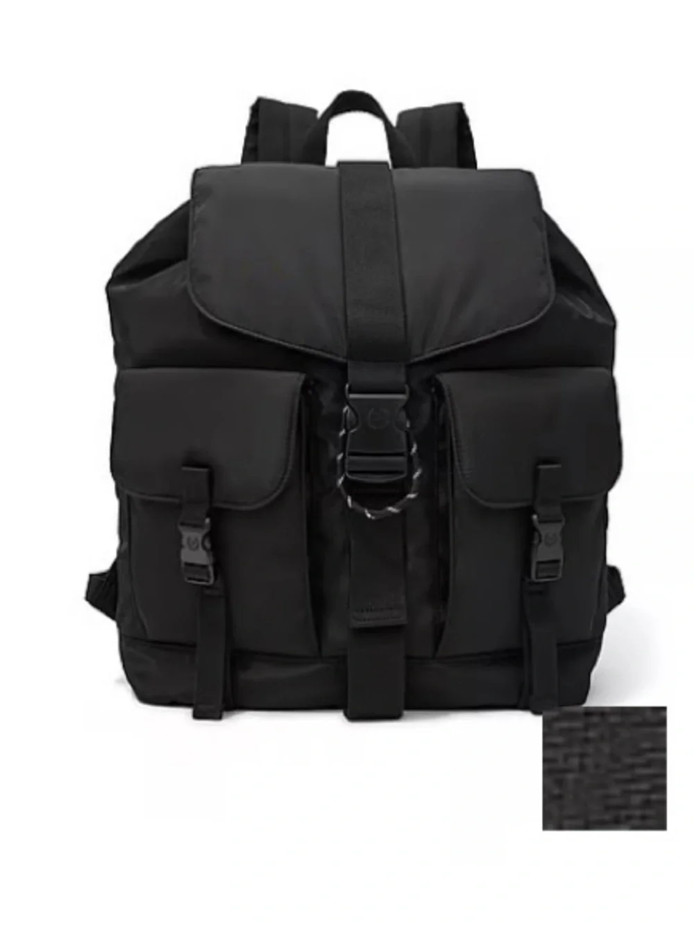 Pink Cargo Black Nylon Backpack Classic Utility Design NWT
